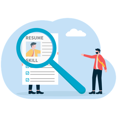 Businessman finding right candidate from many applications  Illustration