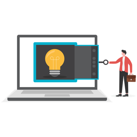 Businessman finding secure key about business idea  Illustration