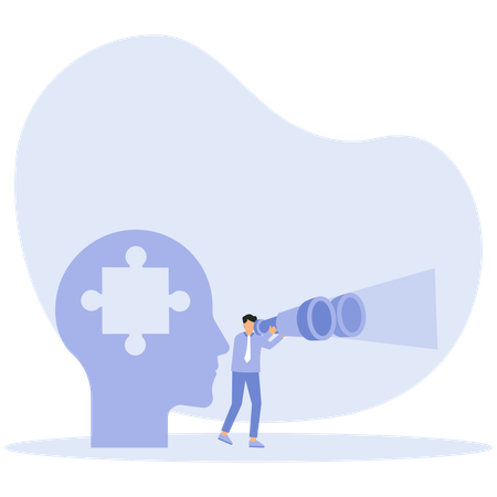 Businessman Finding solution using telescope  Illustration