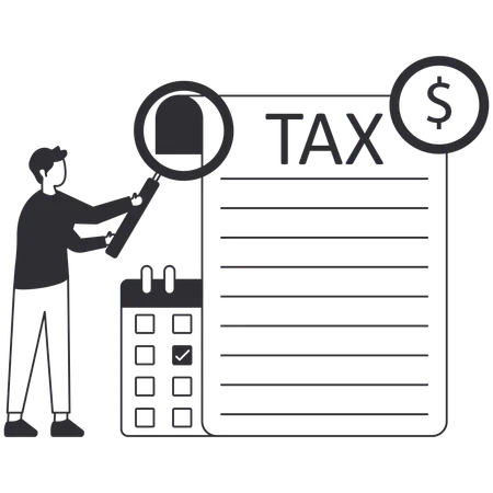 Businessman finding tax liability  Illustration