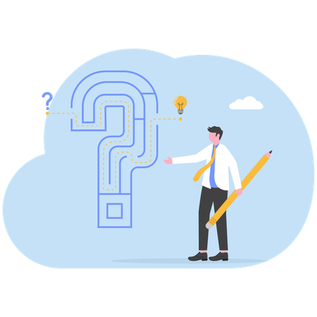 Businessman finding way out of puzzle  Illustration