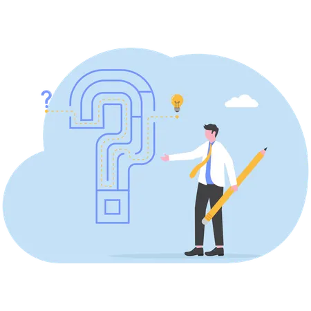 Businessman finding way out of puzzle  Illustration