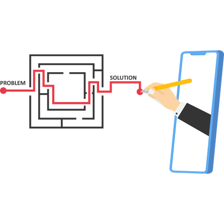 Businessman finding way through maze  Illustration