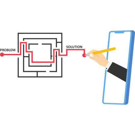 Businessman finding way through maze  Illustration