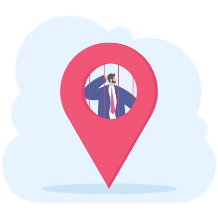 Businessman finds business location  Illustration