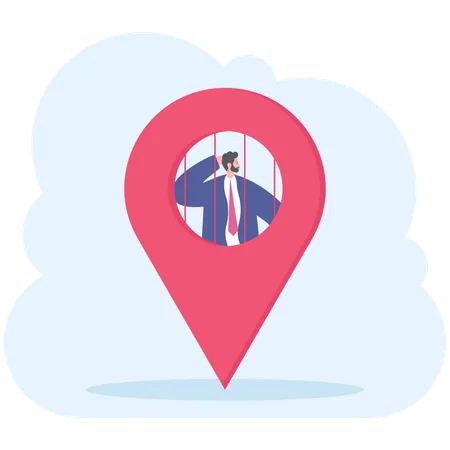 Businessman finds business location  Illustration