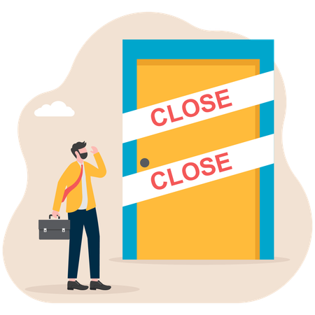 Businessman finds door has been closed  Illustration