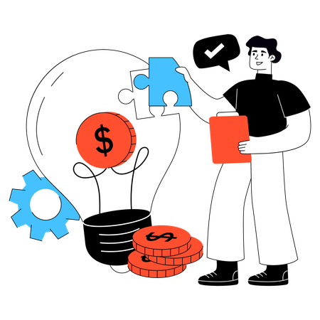 Businessman finds Financial Solution  Illustration