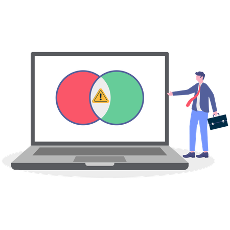 Businessman finds mistakes in market data  Illustration