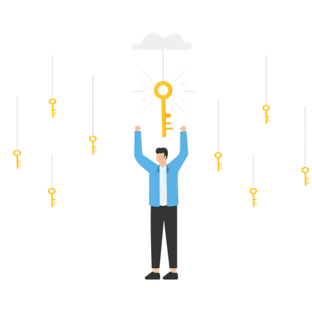 Hanging Keys Choosing The Right Key The Key To Success Being First Or Being Different Leads To A Goal Leaders In Search Of Success A イラスト