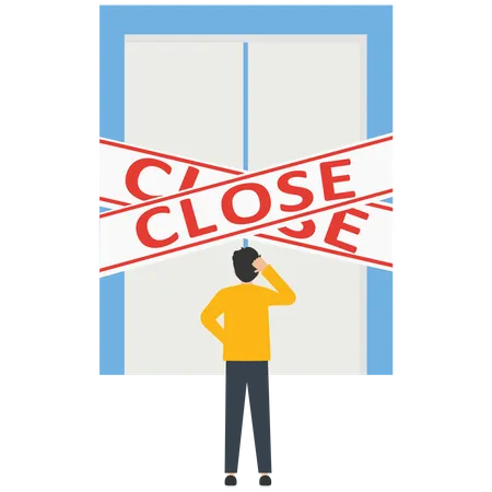 Businessman finds the door has been closed  Illustration