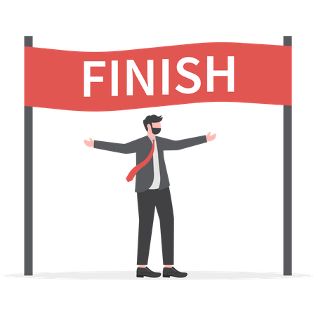 Businessman finishes the finishing line of competition  Illustration