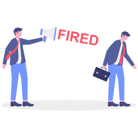 Businessman fires old employee  Illustration