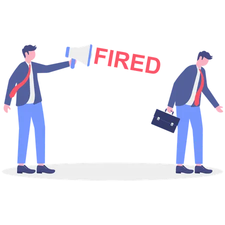 Businessman fires old employee  Illustration