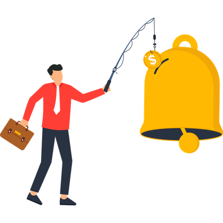 Businessman Fishing for Money  Illustration
