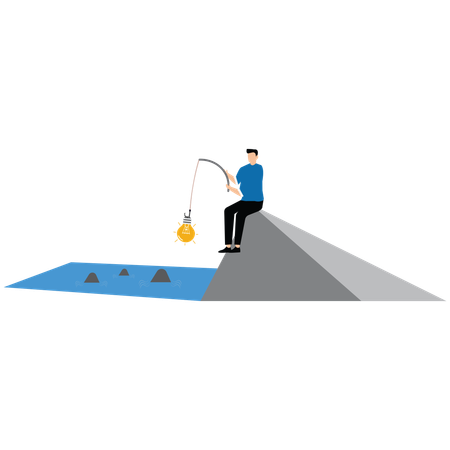 Businessman fishing new ideas  Illustration