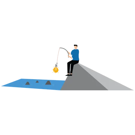 Businessman fishing new ideas  Illustration