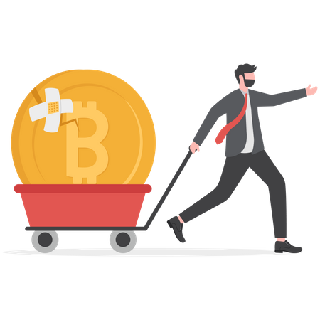 Businessman fix bitcoin investment loss  Illustration