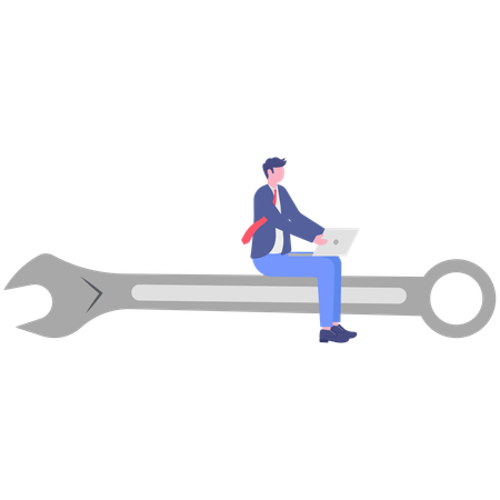 Businessman Fixes business problem  Illustration