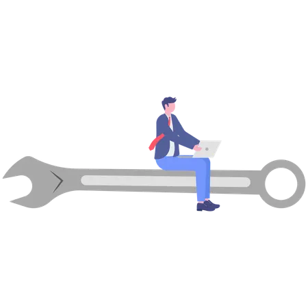 Businessman Fixes business problem  Illustration