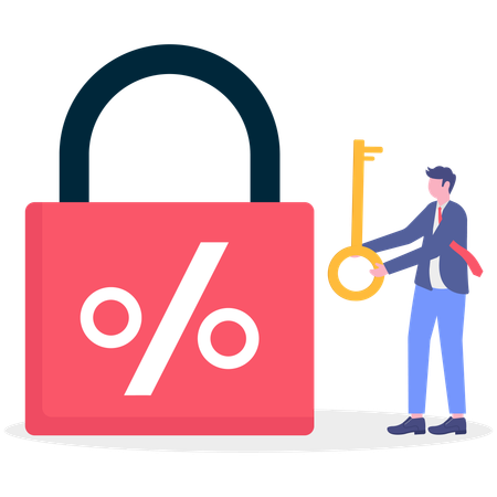 Businessman fixing interest rate  Illustration