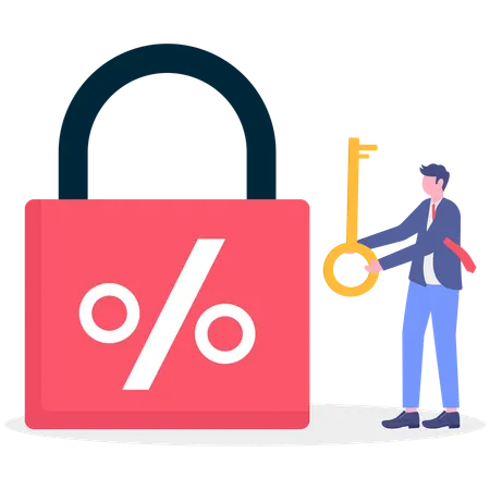 Businessman fixing interest rate  Illustration