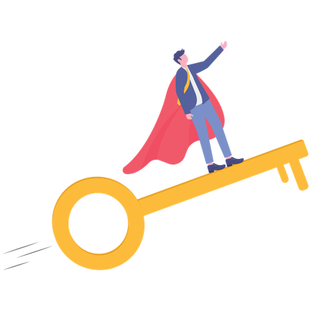Businessman flies to achieve target  Illustration