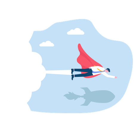 Businessman flying like rocket  Illustration