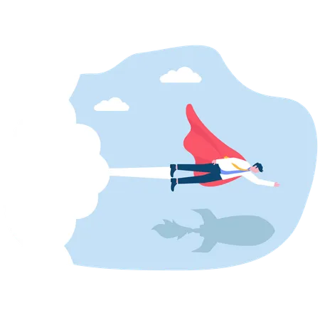 Businessman flying like rocket  Illustration