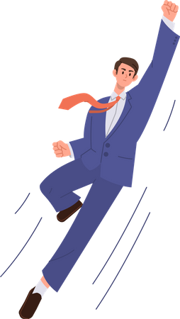 Businessman flying like superhero taking off  イラスト