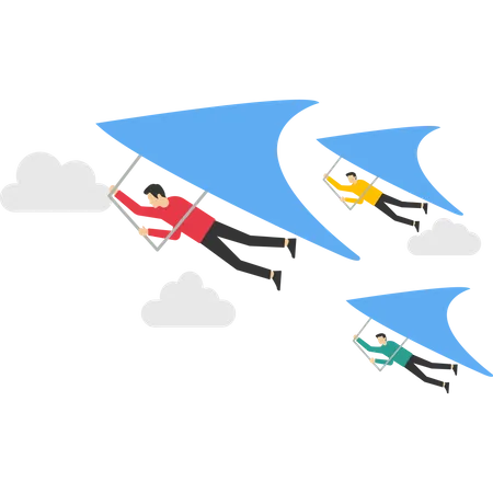 Businessman flying on a glider towards growth to win challenges  Illustration