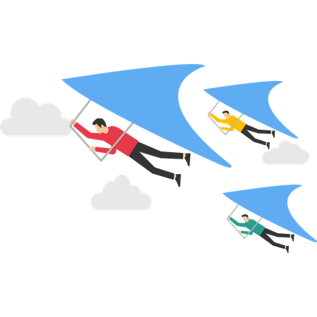 Businessman flying on a glider towards growth to win challenges  Illustration