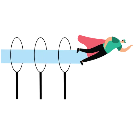 Businessman flying over hoop  Illustration