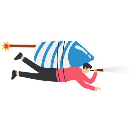 Businessman flying paper airplane origami as glider with binoculars to see opportunity  일러스트레이션