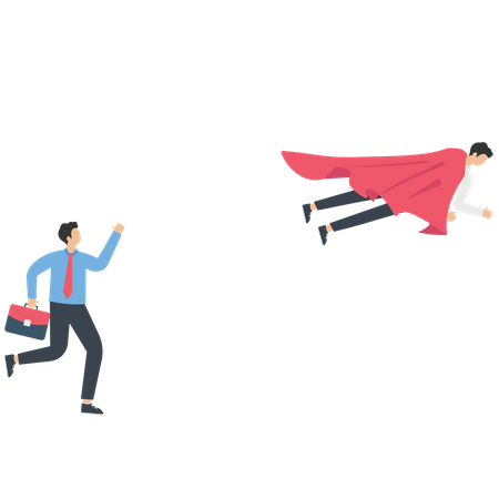 Businessman flying toward success  Illustration