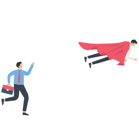 Businessman flying toward success  Illustration