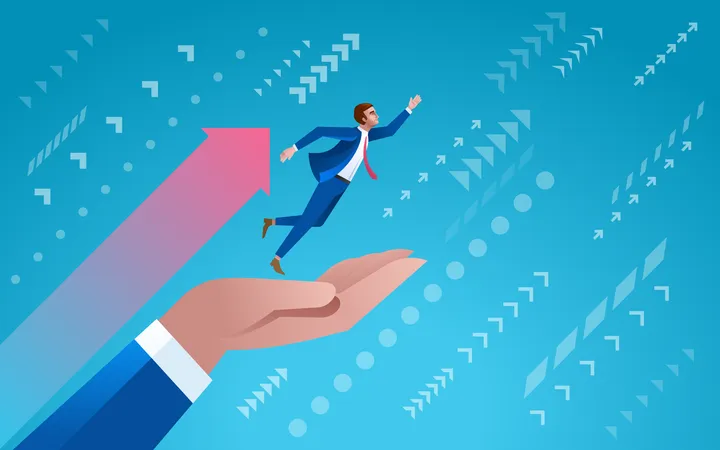 Businessman flying up  Illustration