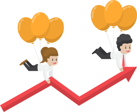 Businessman flying up on balloon  Illustration