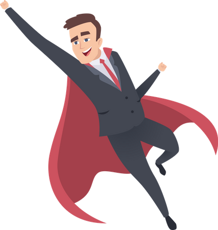 Businessman flying with cape Illustration