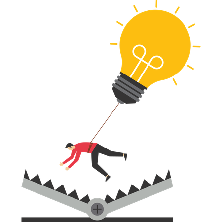 Businessman flying with lightbulb  Illustration