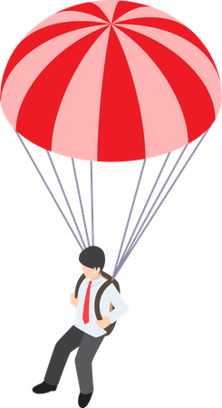 Businessman flying with parachute Illustration