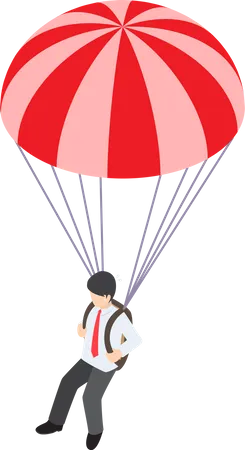 Businessman flying with parachute  Illustration
