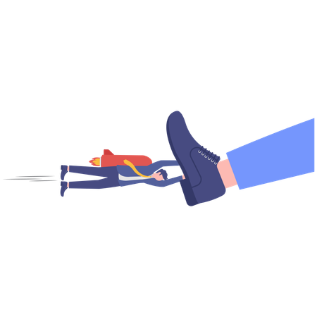 Businessman flying with rocket while catching business leg  Illustration