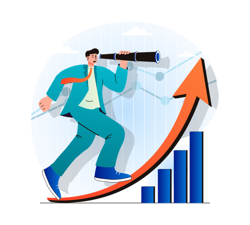 Businessman focus on business growth Illustration