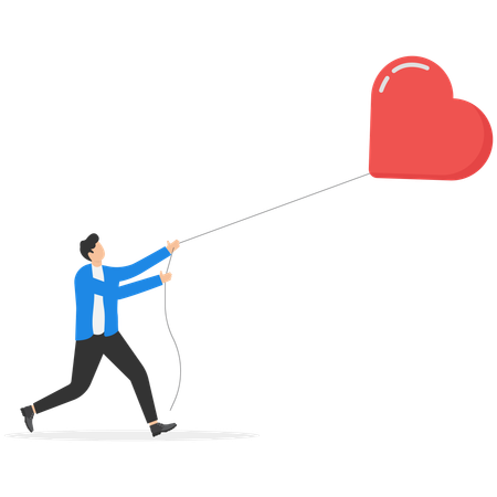 Businessman follow heart bubble ahead for chasing dream  Illustration