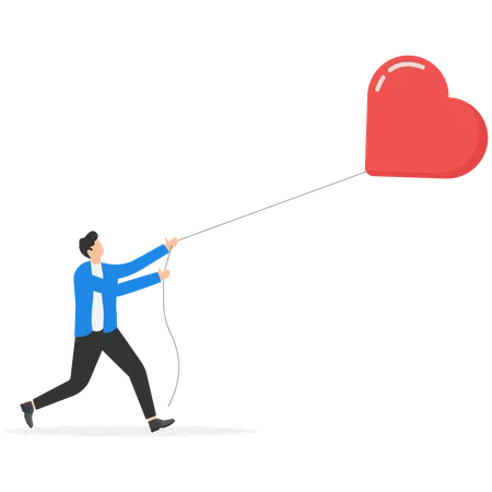 Businessman follow heart bubble ahead for chasing dream  Illustration