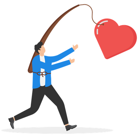 Businessman follow heart bubble ahead for self motivation to chasing dream  Illustration