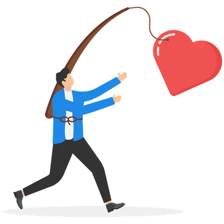 Businessman follow heart bubble ahead for self motivation to chasing dream  Illustration