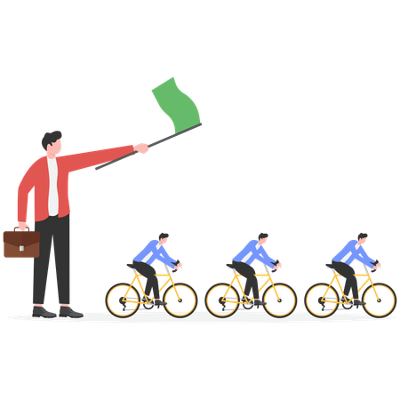 Businessman following business instruction  Illustration