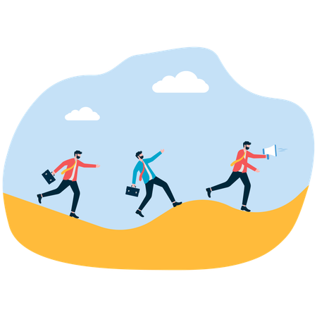 Businessman following moving activity  Illustration